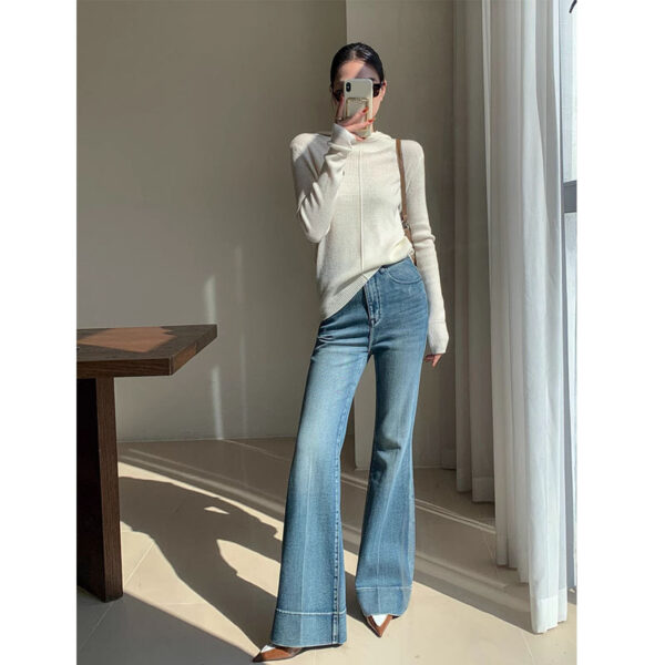 French Style Temperament Retro Washed Jeans For Women - Image 4