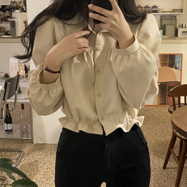 Fashion French Short Puff Sleeve Shirt Women