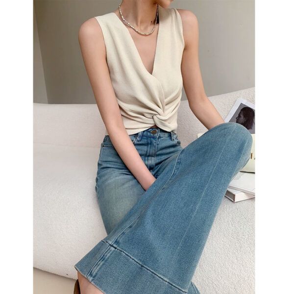 French Style Temperament Retro Washed Jeans For Women - Image 3