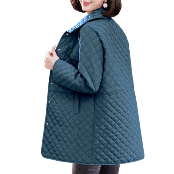 Women's Mid-length Plus Size Diamond Plaid Cotton-padded Jacket - Image 6