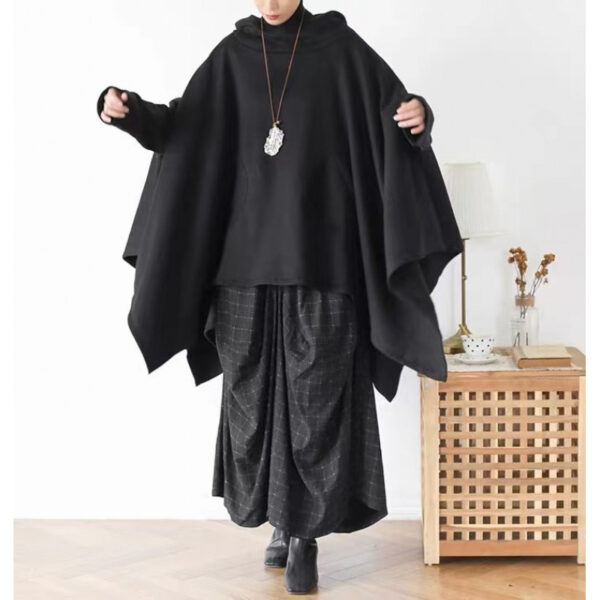 Cotton Batwing Sleeve Hooded Sweater Loose Plus Size - Image 3
