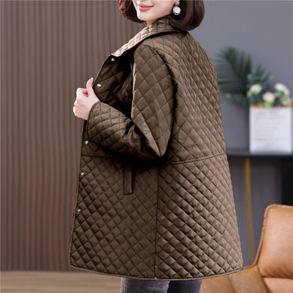 Women's Mid-length Plus Size Diamond Plaid Cotton-padded Jacket