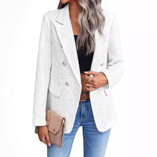 Women's Polyester Tweed Blazer With Fashion Casual Top Pockets - Image 9