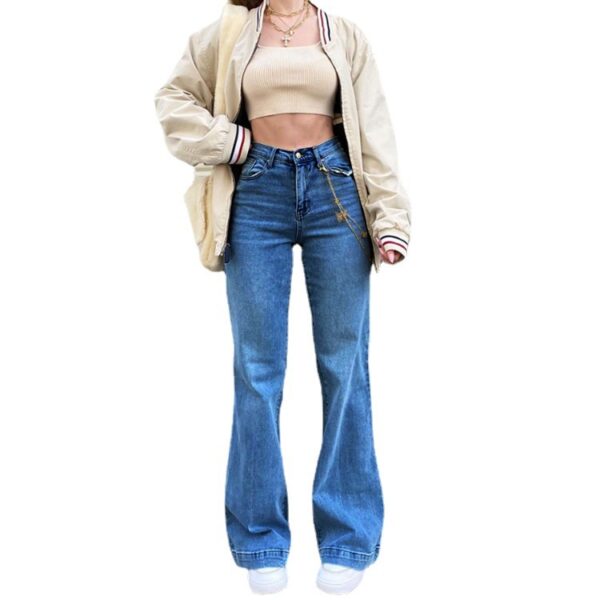 Women's Jeans Stitching Mid Waist - Image 4