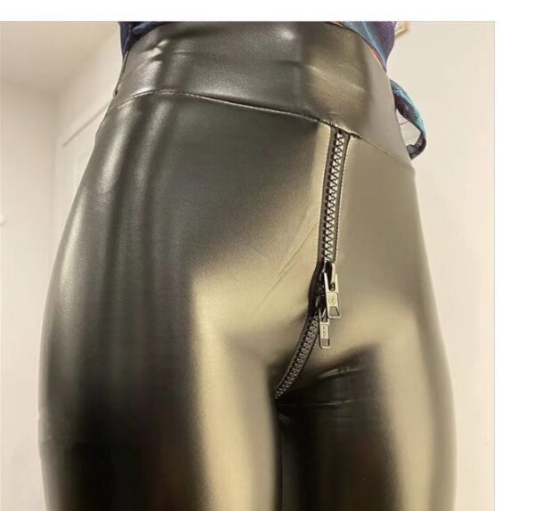 Sexy Black Matte Pc Leather Crotch Pants Exotic Sexy Black Matte - Image 3