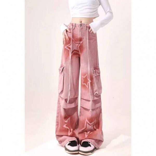 Cargo Jeans Women's Plus Size XINGX Printed Wide-leg Trousers - Image 4