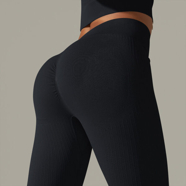 Pure Color Tight Striped High Waist Yoga Sports Running Fitness Pants - Image 8
