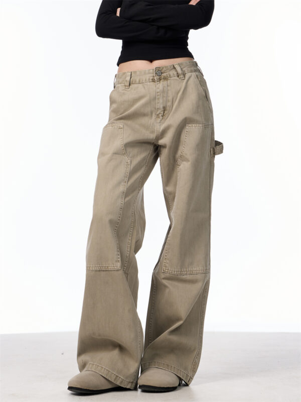 Loose Straight Retro High Street Pocket Design Jeans For Women - Image 5