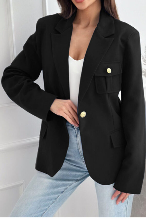 Double Breasted Solid Color Suit Small Coat For Women - Image 10