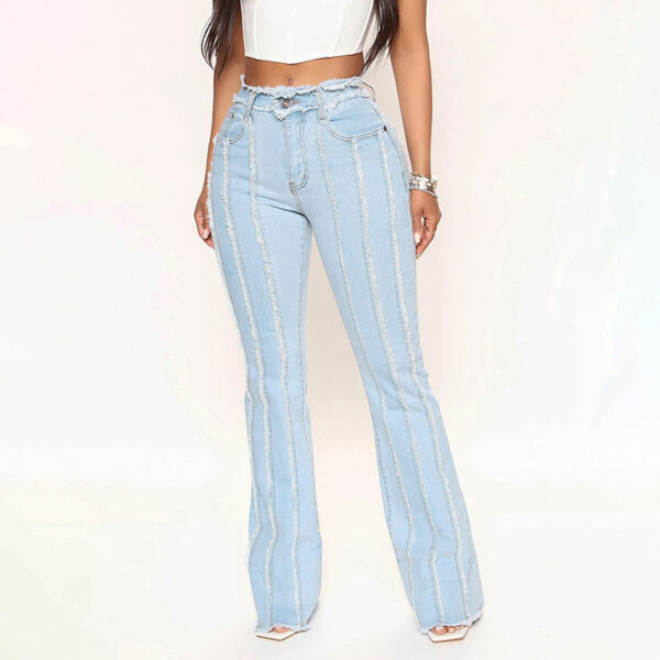 Raw Hem Jeans Women's Plus Size Washed Fringe - Image 3