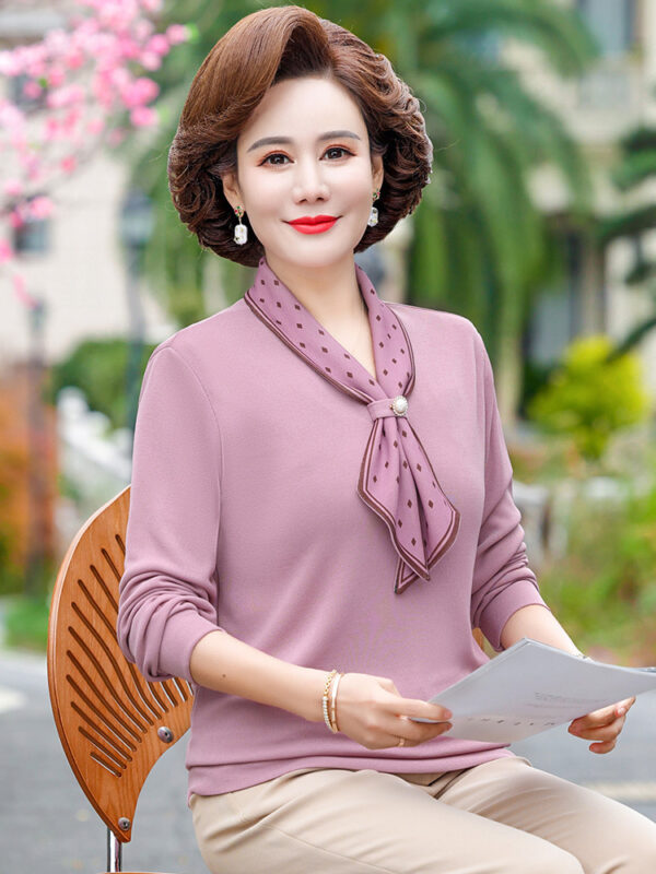 Middle-aged And Elderly Women's Clothing Spring And Autumn Top Fashion Bottoming Shirt - Image 6