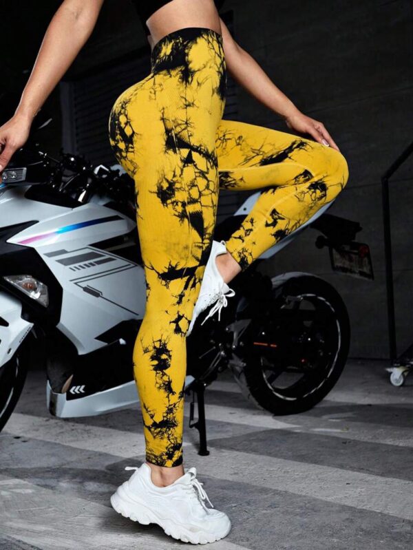 Tie Dye Workout Seamless Leggings For Women High Waist Gym Leggings Yoga Pants, Seamless Leggings For Women High Waist Yoga Pants, Scrunch Butt Lifting Elastic Tights - Image 7