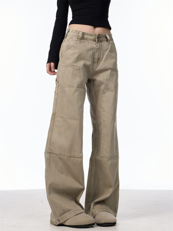 Loose Straight Retro High Street Pocket Design Jeans For Women - Image 7