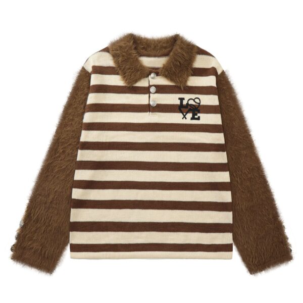 American Retro Patchwork Embroidered Lapel Sweater - Image 5
