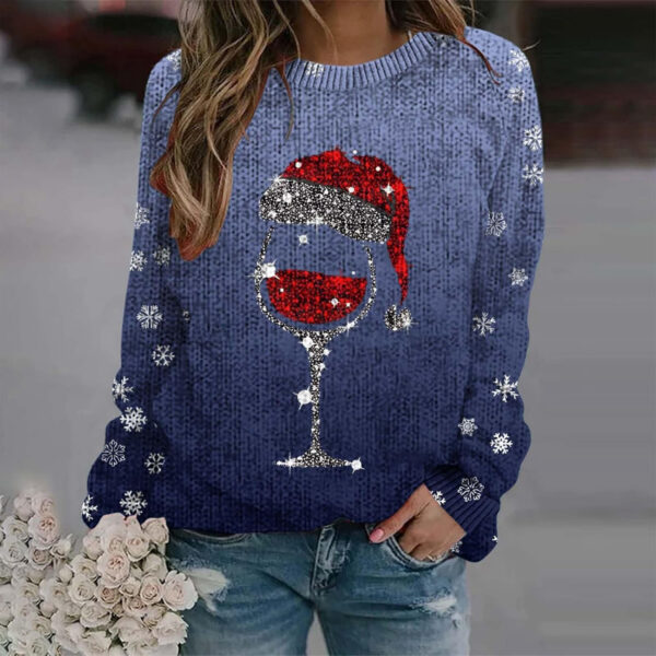 Thick Needle Digital Printing 3D Round Neck Sweater For Women - Image 4