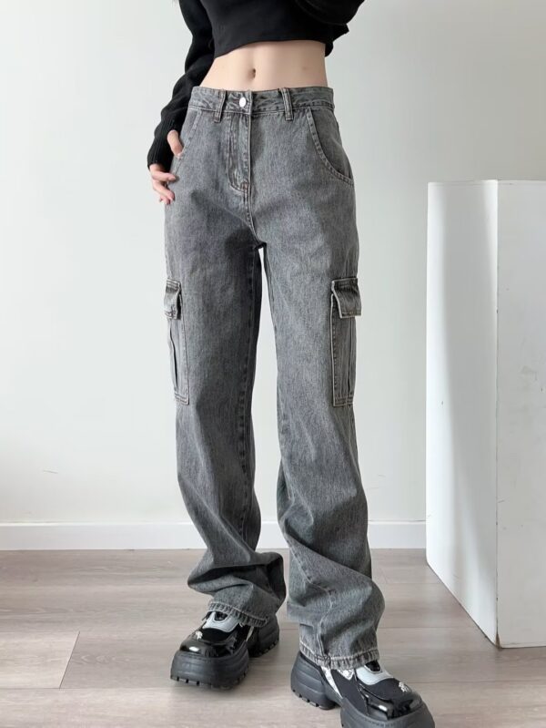 Women's Large-pocket Jeans Straight - Image 6