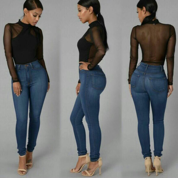 Women's Denim High Waist Stretch Slim Fit Skinny Pants - Image 6