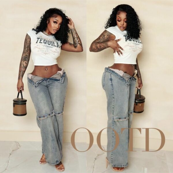 Y2k Baggy Wide Leg Jeans Women Vintage Streetwear Washed Denim Pants Grunge Basic Slouchy Trousers - Image 6
