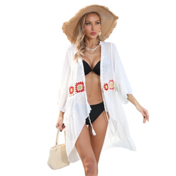 Women's Beach Cover-up Hand Hook Flower Stitching - Image 6