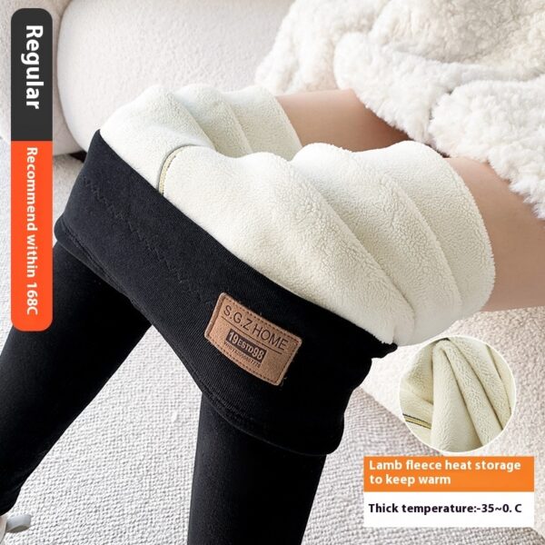 Women's Winter Fleece-lined Extra Thick Lambswool Cotton Leggings - Image 9