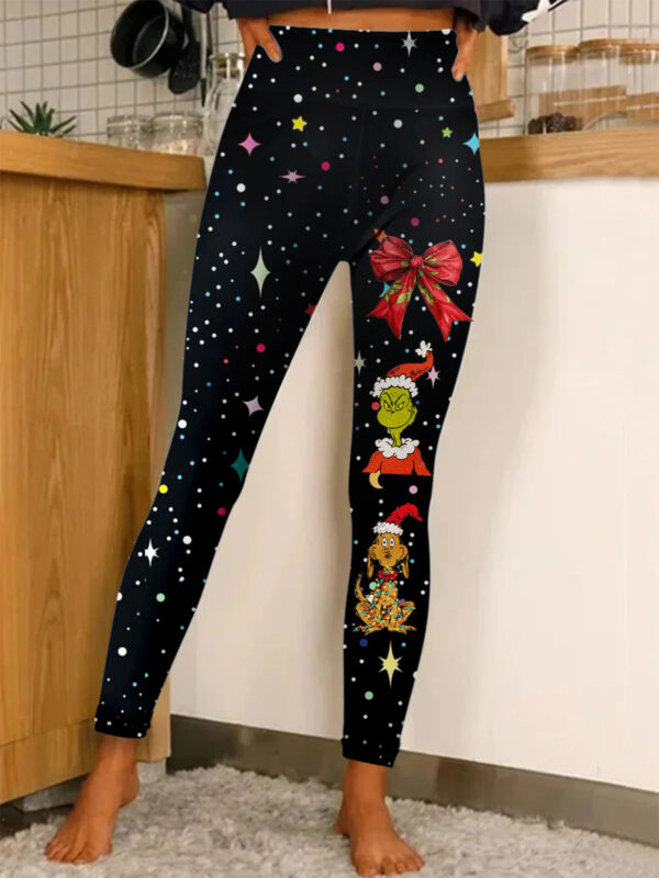 Christmas Printing Fashion Trend Women's Home Outdoor Tight Leggings - Image 5