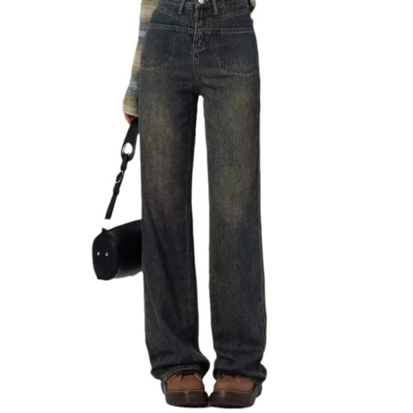 Loose Design Slimming Worn Looking Washed-out Wide Leg Pants - Image 6