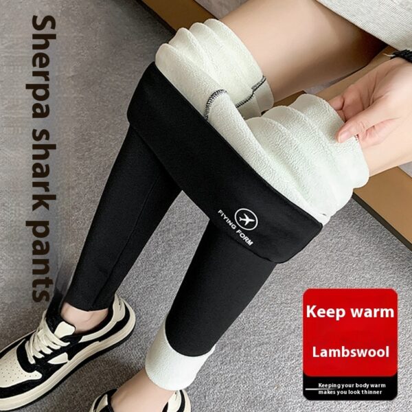 Women Autumn Winter Skinny Shark Pants Kids Casual Daily Sport Dance Thickened Trousers Winter Fashion High Waisted Sweatpants - Image 6