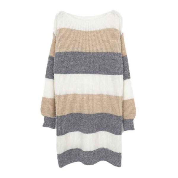 Women's Versatile Contrast Color Striped Dress Sweater - Image 3