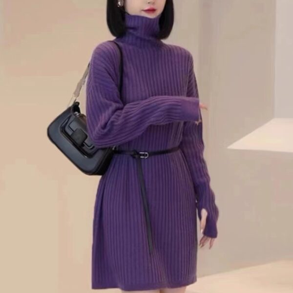 Autumn And Winter Large Size Idle Style Belt Midi Knitted Bottoming Skirt - Image 6