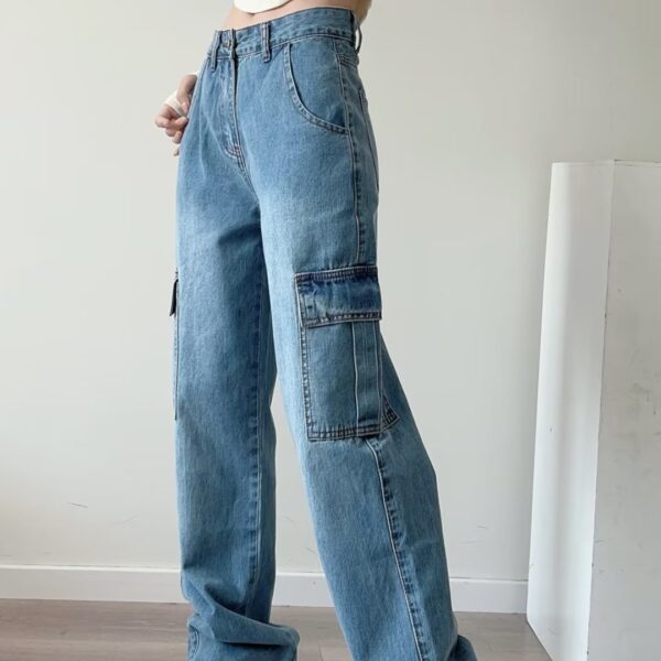 Women's Large-pocket Jeans Straight - Image 3