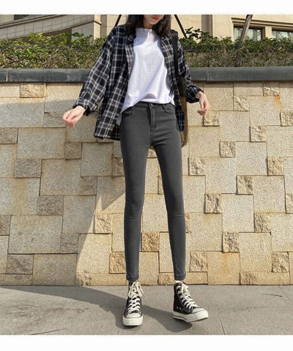 Hot Girl Skinny Jeans Women's Summer Thin Hong Kong Style Retro - Image 5