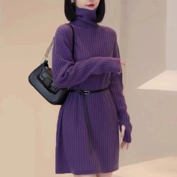 Autumn And Winter Large Size Idle Style Belt Midi Knitted Bottoming Skirt