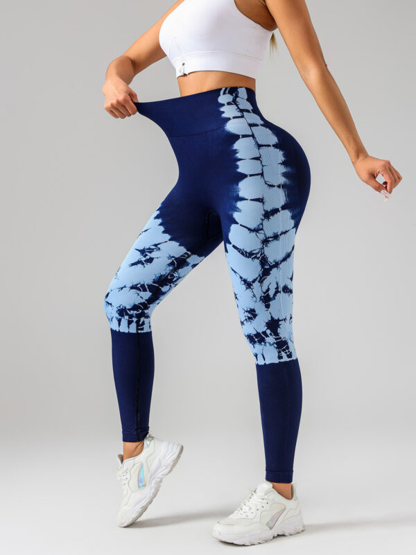 Tie-dye Women's Yoga Leggings With High Waistband, Moisture-Wicking, And Stretchy, Perfect For Outdoor Activities And Fitness - Image 3