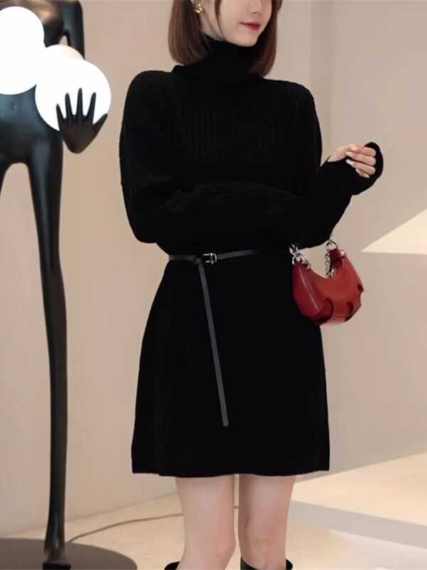 Autumn And Winter Large Size Idle Style Belt Midi Knitted Bottoming Skirt - Image 7