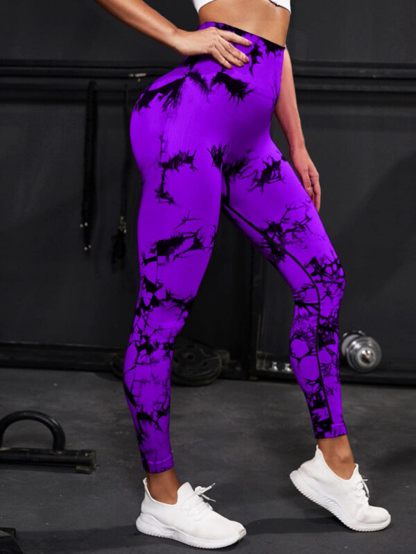 Tie Dyed High Waisted And Hip Lifting Fitness Pants - Image 10