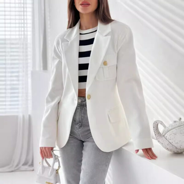 Double Breasted Solid Color Suit Small Coat For Women - Image 2