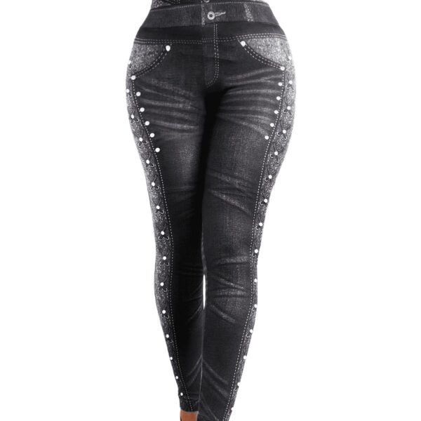 Denim Yoga Pants Skinny Hip Raise Slim Fitted Waist - Image 2