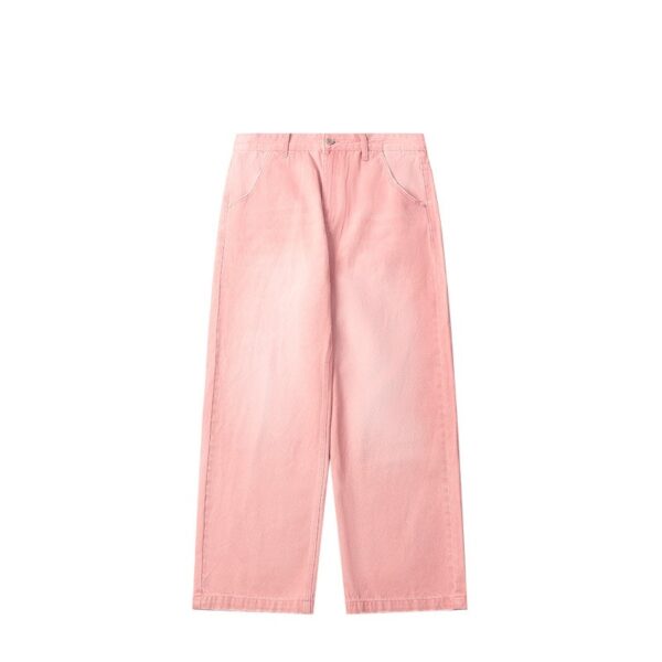 Men's Color Macaron Street Wash Wide Leg Jeans - Image 2