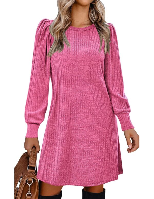 European And American Fashion Women's Knitted Puff Sleeve Casual Loose Dress - Image 9