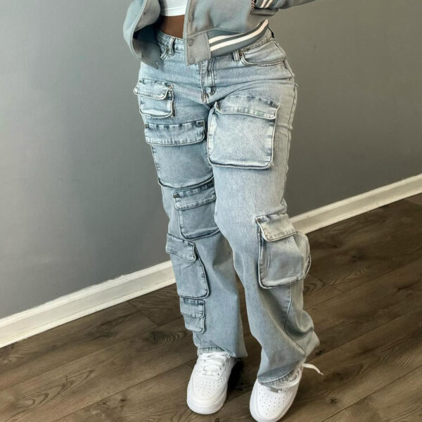 Women's Fashion Work Clothes Style Denim Trousers - Image 4