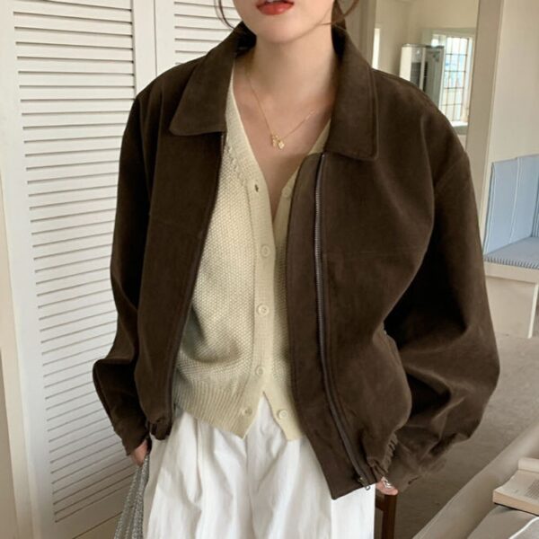 French Retro High-grade Procurement Service Of Korean Products Zipper Fur Short Coat