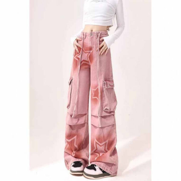 Cargo Jeans Women's Plus Size XINGX Printed Wide-leg Trousers - Image 3