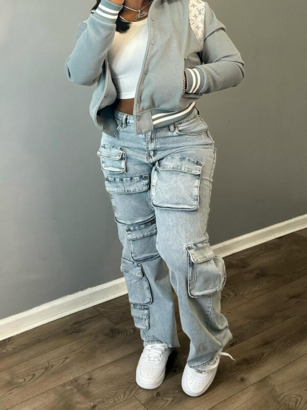 Women's Fashion Work Clothes Style Denim Trousers - Image 3