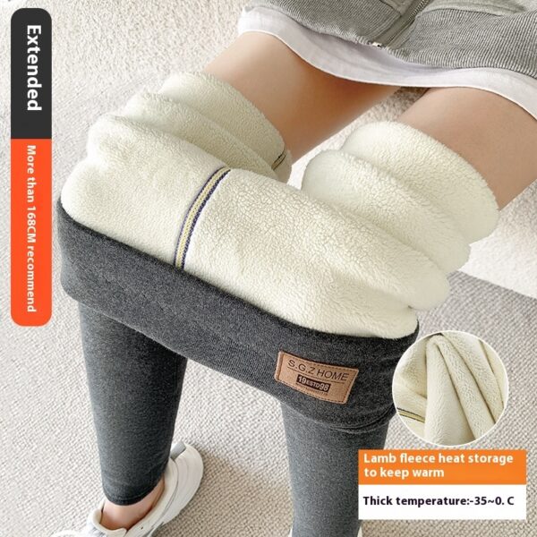 Women's Winter Fleece-lined Extra Thick Lambswool Cotton Leggings - Image 10