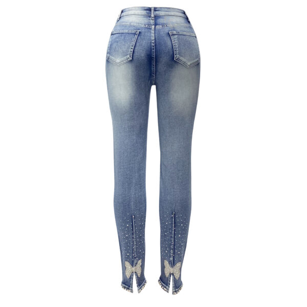 Women's Jeans European And American Trendy High Waist Beaded Skinny Tappered Pants - Image 3