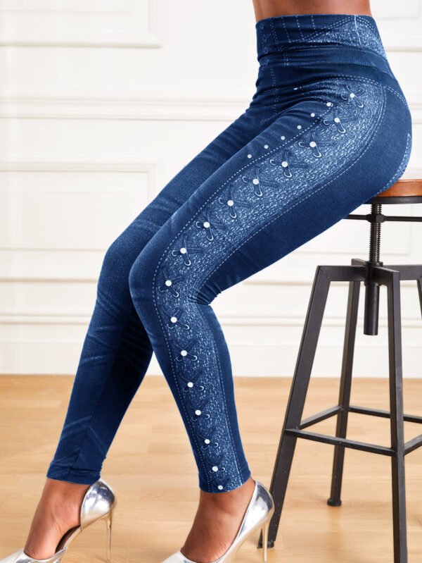 Denim Yoga Pants Skinny Hip Raise Slim Fitted Waist - Image 7