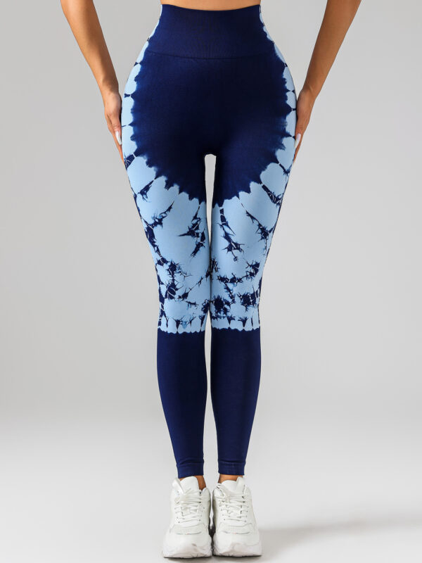 Tie-dye Women's Yoga Leggings With High Waistband, Moisture-Wicking, And Stretchy, Perfect For Outdoor Activities And Fitness - Image 4